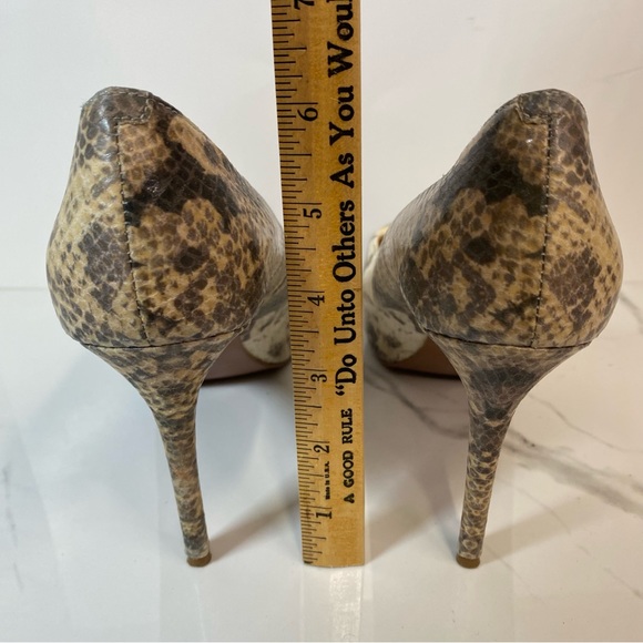 NINE WEST Women's "Juliette" Beige Gray Snakeskin Print Platform Heels Sz 6.5 - Picture 5 of 6